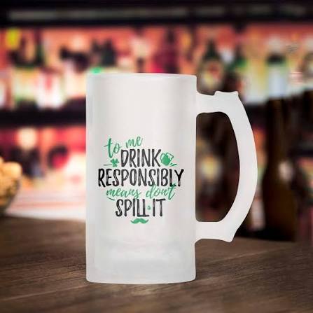 Glass Printed Beer Mug