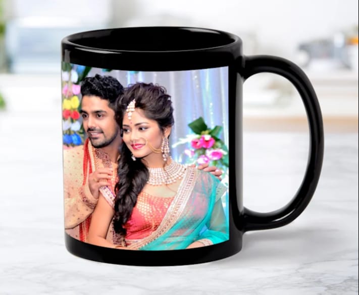 Personalized Photo On Black Coffee Mug