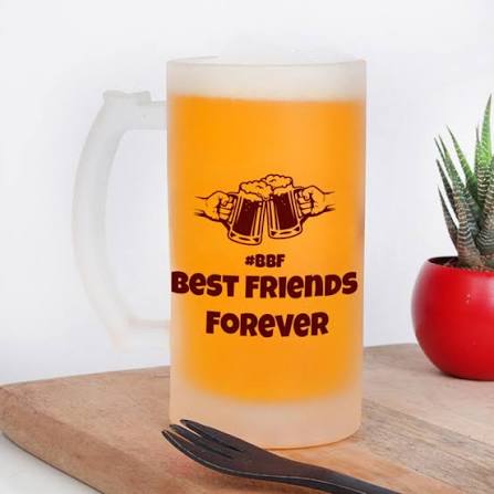 Glass Printed Beer Mug