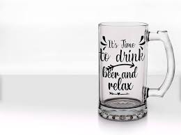 Glass Printed Beer Mug