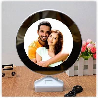Round Magic Mirror Tabletop Customized Photo Frame